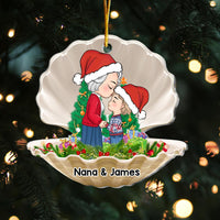 Personalized Gift For Grandson Christmas Pearl Shell Ornament 30562 thumb 1