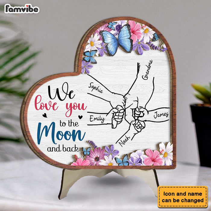 Personalized Gift For Grandma And Kid Hands Heart 2 Layered Wooden Plaque 31534 1