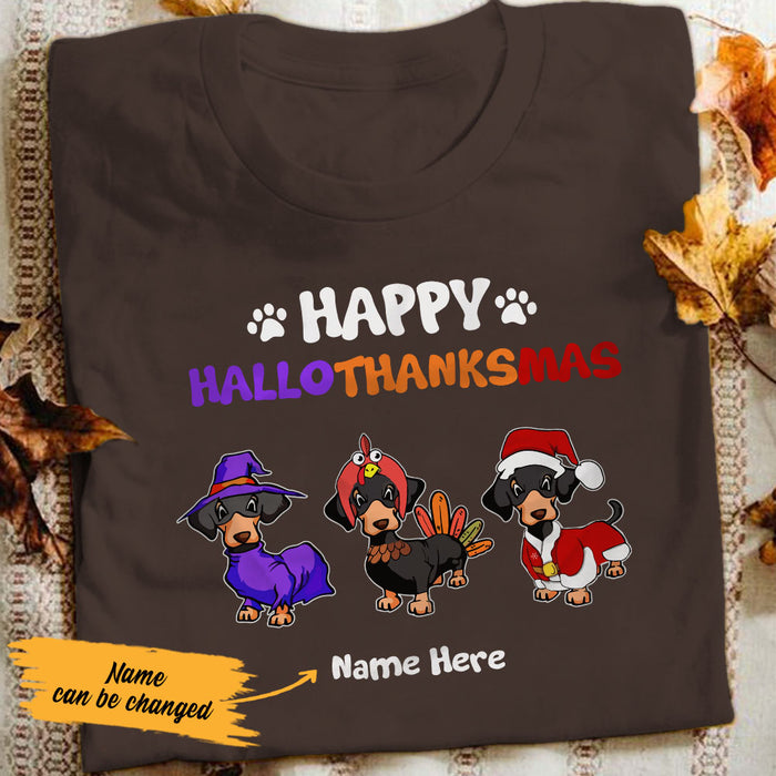 Personalized Halloween Thanksgiving Christmas Dachshund T Shirt OB53 85O58 1