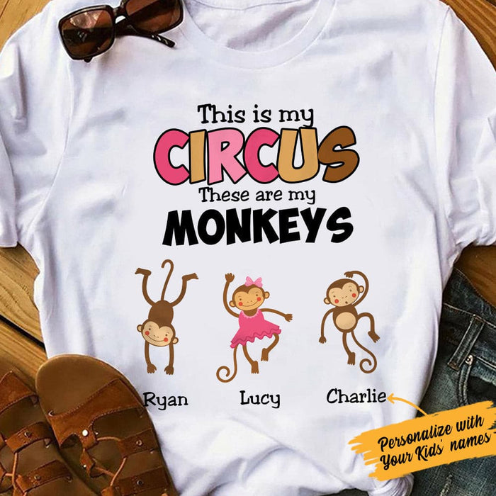 Personalized Monkey Mom  White T Shirt JN165 85O53 1
