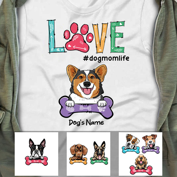 Personalized Love Dog Mom Life T Shirt FB31 30O53 1