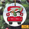 Personalized Cat Red Truck Christmas Circle Ornament OB202 81O34 1