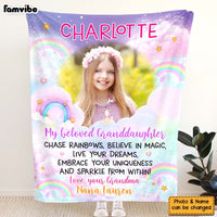 Personalized Gift For Granddaughter Rainbow Photo Custom Blanket 31464 thumb 1