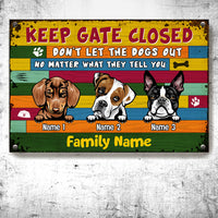 Personalized Dog Welcome Keep Gate Closed Metal Sign JL95 24O53 thumb 1