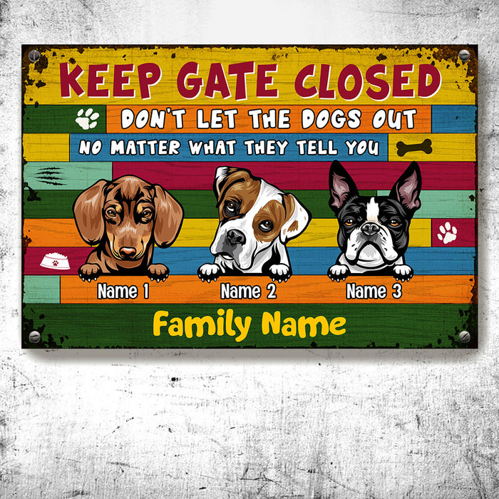 Personalized Dog Welcome Keep Gate Closed Metal Sign JL95 24O53 1