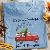 Personalized Red Truck Dog Christmas The Most Wonderful Time T Shirt NB244 87O36 thumb 1