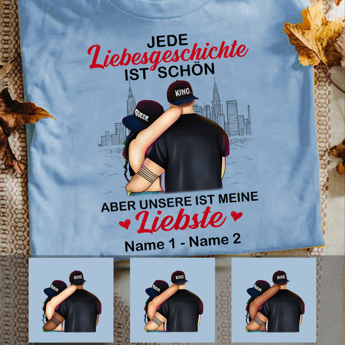 Personalized Couple German Paar Love Story T Shirt MR296 30O53 1