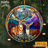 Personalized Gift For Couple Stained Glass Buck And Doe Circle Ornament 30054 1