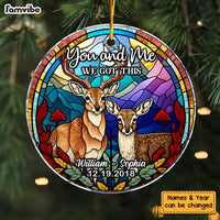 Personalized Gift For Couple Stained Glass Buck And Doe Circle Ornament 30054 thumb 1