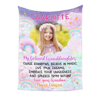 Personalized Gift For Granddaughter Rainbow Photo Custom Blanket 31464 thumb 1