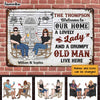 Personalized Couple Lovely Wife Grumpy Old Husband Live Here Metal Sign JN94 58O47 1