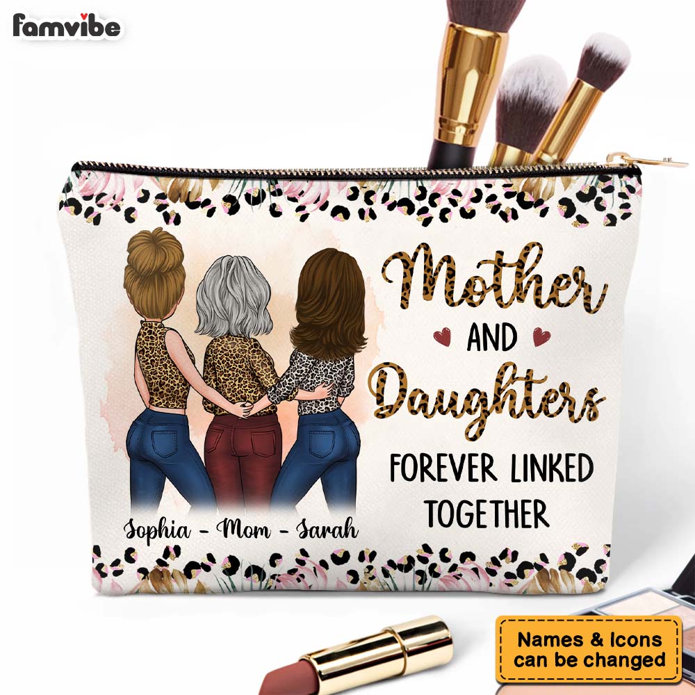 Personalized Gift For Mother And Daughter Forever Linked Together Cosmetic Bag 32200 Primary Mockup