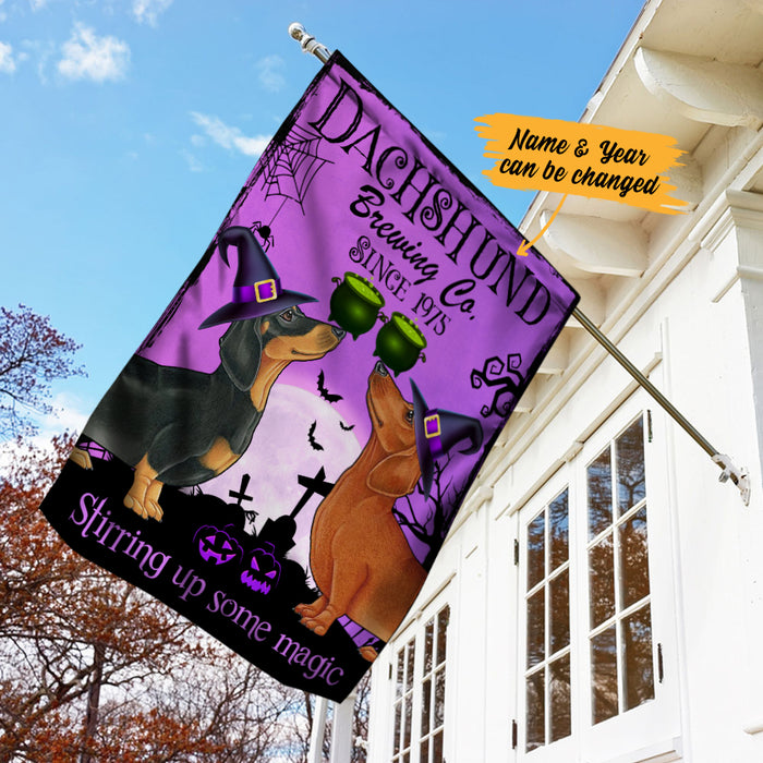 Personalized Dachshund Dog Brewing Company Halloween Flag AG171 87O34 1