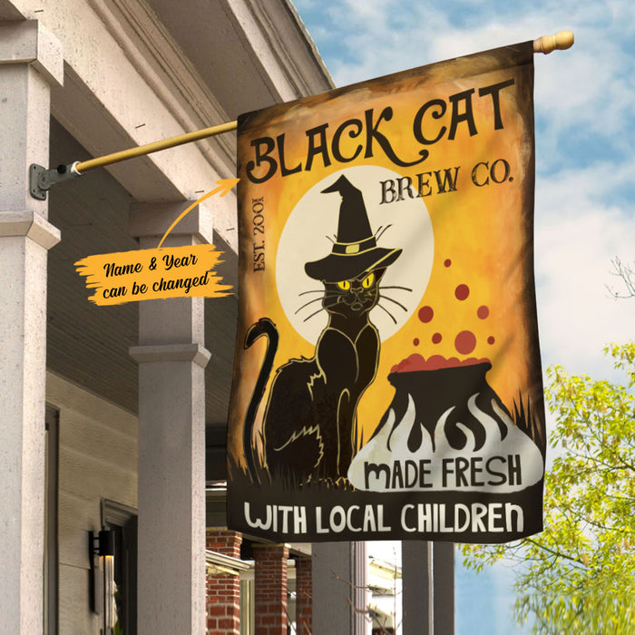 Personalized Black Cat Brewing Company Halloween Flag AG222 85O58 1