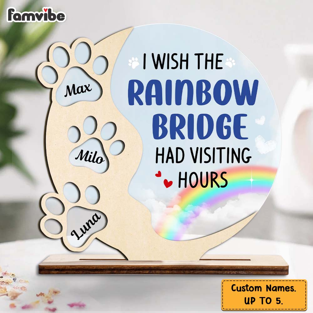 Personalized I Wish Rainbow Bridge Has Visiting Hours Pet Memorial Plaque 22731 Primary Mockup