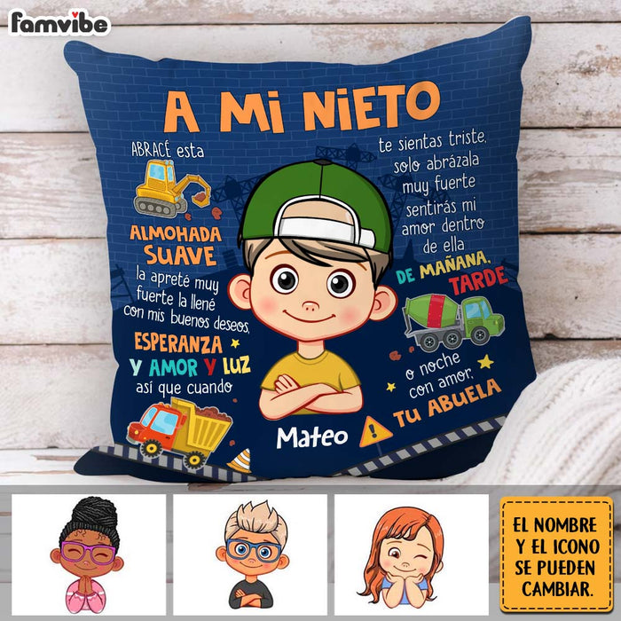 Personalized Gift For Grandson Construction Spanish Pillow 31018 1