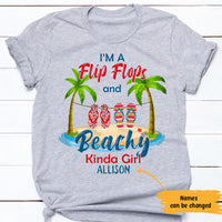 Personalized Beach Flip Flops Girl White T Shirt JN291 95O65 thumb 1