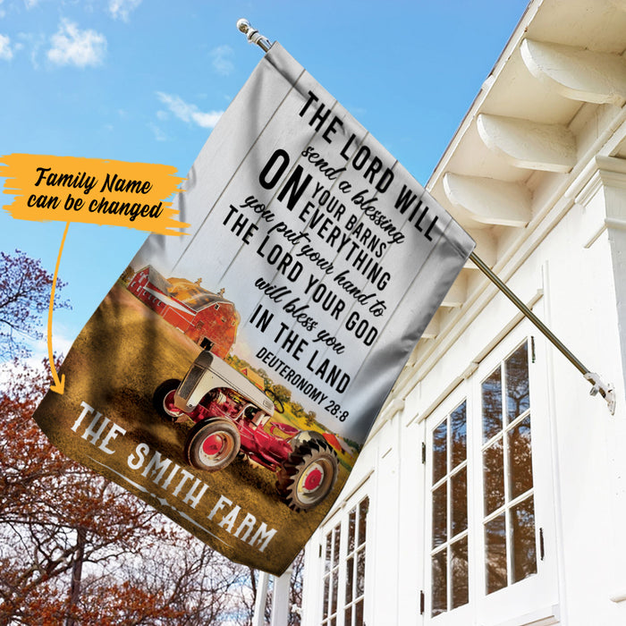 Personalized Farm Tractor God Blessing Flag JL212 65O57 1