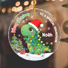 Personalized Christmas Gift For Grandson Dinosaur Merry Christmas Circle Ornament 30378 1
