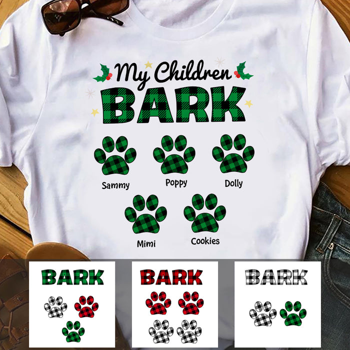 Personalized Dog Mom My Children Bark Buffalo Plaid T Shirt OB142 30O47 1