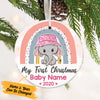 Personalized Elephant Rainbow Baby First Christmas  Ornament OB301 95O57 1