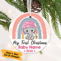 Personalized Elephant Rainbow Baby First Christmas  Ornament OB301 95O57 thumb 1