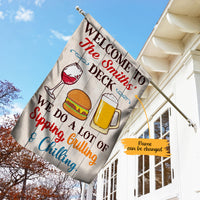 Personalized Deck Family Sipping Grilling Chilling Flag AG124 30O65 thumb 1