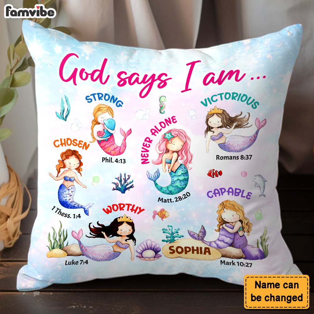 Personalized I Am Kind Mermaid Gift For Granddaughter Pillow 32038 Primary Mockup