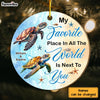 Personalized Couple Turtle Christmas Circle Ornament 30058 1