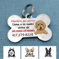 Personalized Dog Call My Mom Perro Spanish Bone Pet Tag AP131 30O34 thumb 1
