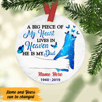 Personalized Heart Piece Butterfly Memorial Dad Circle Ornament NB111 30O47 thumb 1
