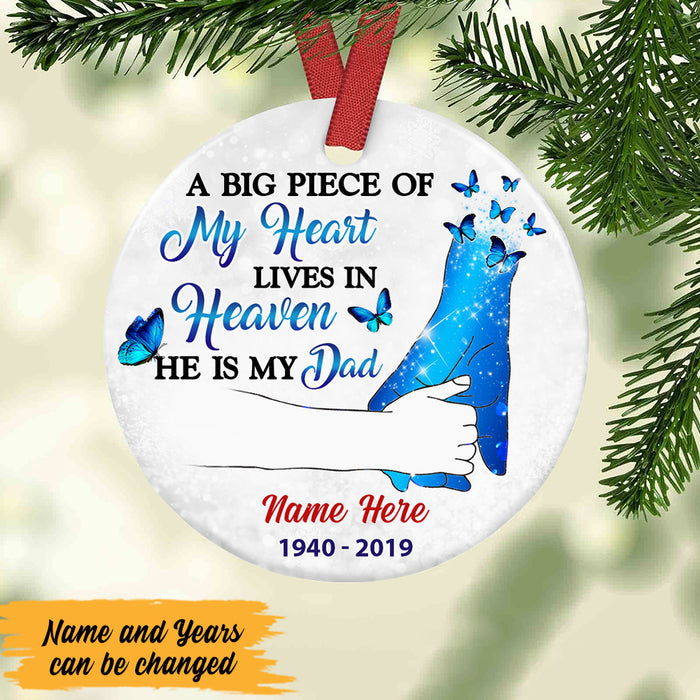 Personalized Heart Piece Butterfly Memorial Dad Circle Ornament NB111 30O47 1