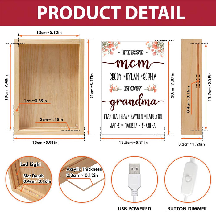Personalized Gift For Nana First Mom Now Grandma Picture Frame Light Box 31484 1
