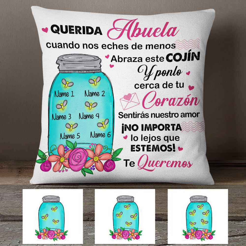Personalized Spanish Mamá Abuela Bee Bottle Mom Grandma Pillow AP269 65O34 (Insert Included)