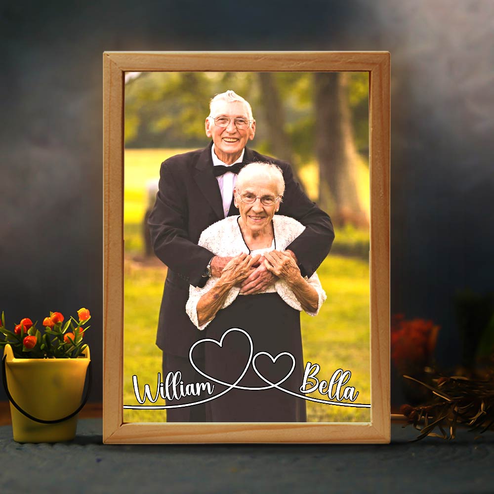 Personalized Couples Gift Swirl Heart Upload Photo Picture Frame Light Box 31551 Primary Mockup
