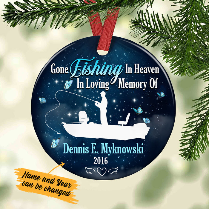 Personalized Gone Fishing In Heaven Memorial Dad Ornament OB292 87O34 1