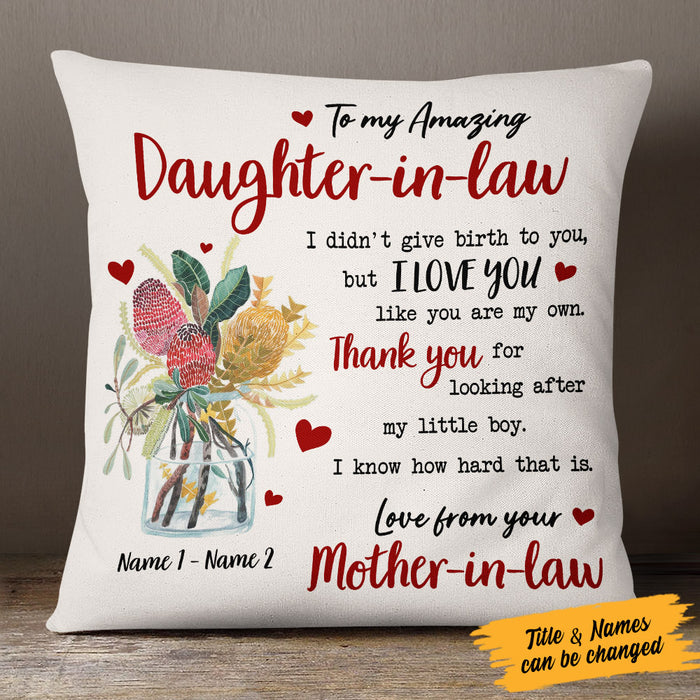 Personalized Daughter In Law Flower Pillow MR33 81O53 (Insert Included) 1