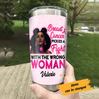 Personalized BWA Breast Cancer Picked A Fight Steel Tumbler AG101 26O57 thumb 1