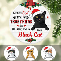Personalized I Asked God Cat Christmas  Circle Ornament NB95 30O47 thumb 1