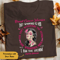 Personalized Skull Girl Breast Cancer They Whispered T Shirt AG252 30O58 thumb 1