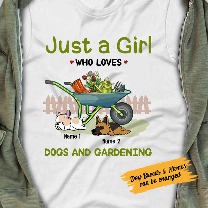 Personalized Just A Girl Loving Dogs & Gardening T Shirt MR171 95O58 1