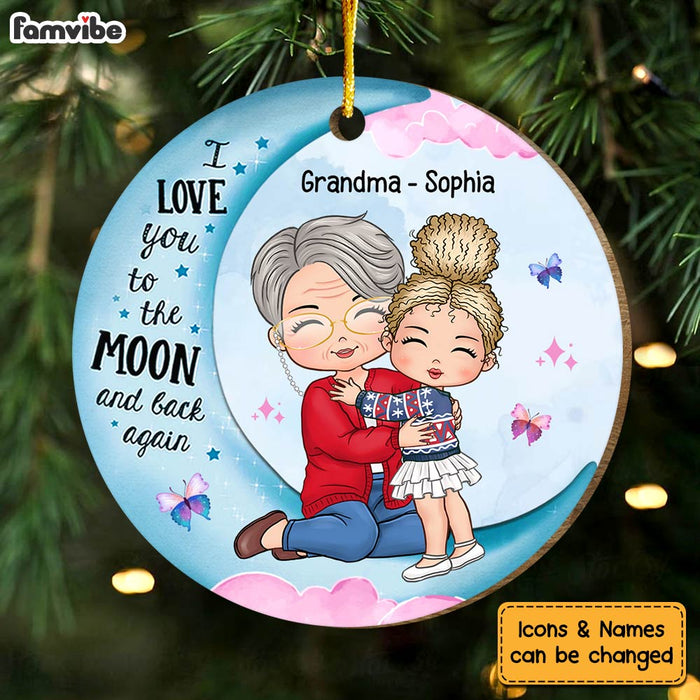 Personalized Gift For Granddaughter Love You To The Moon And Back Circle Ornament 30096 1