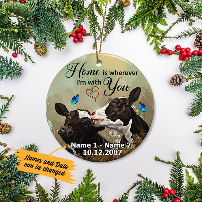Personalized Cow Couple Home Is  Ornament SB144 65O34 1