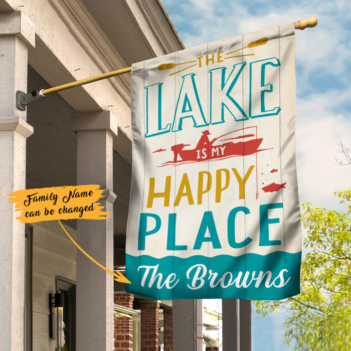 Personalized Lake Happy Place Garden Flag JL62 95O60 1