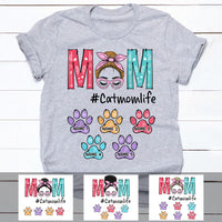 Personalized Colorful Paw Dog Cat Mom Grandma T Shirt MR122 65O57 thumb 1