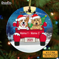 Personalized Dog Christmas Red Truck Circle Ornament AG311 81O34 thumb 1
