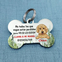 Personalized Dog Lost Wander Spanish Perro Bone Pet Tag AP151 81O58 thumb 1