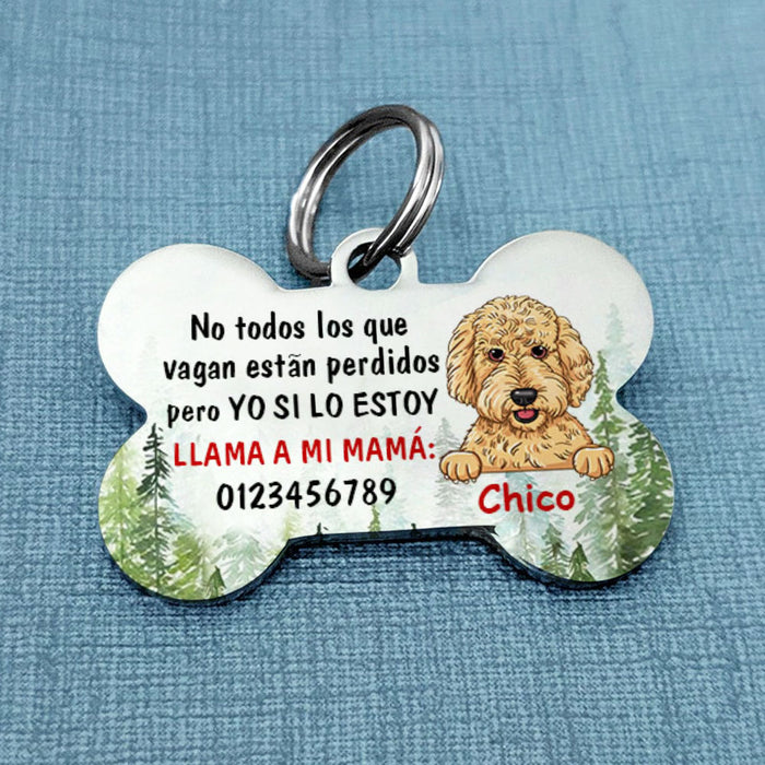 Personalized Dog Lost Wander Spanish Perro Bone Pet Tag AP151 81O58 1