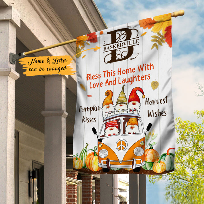 Personalized Thankful Fall Pumpkin Kisses Flag AG241 26O47 1