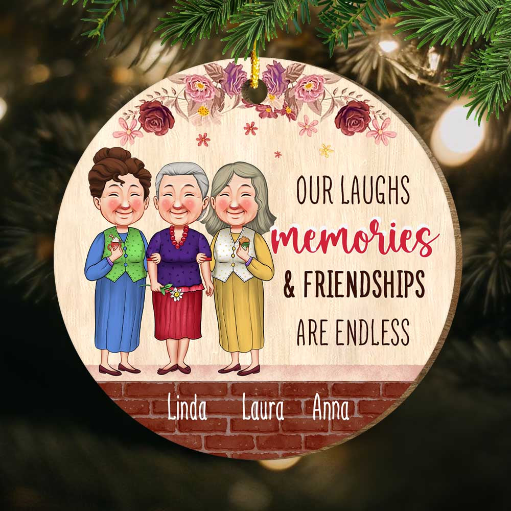 Personalized Christmas Gift For Friends Friendships Are Endless Circle Ornament 30457 Primary Mockup